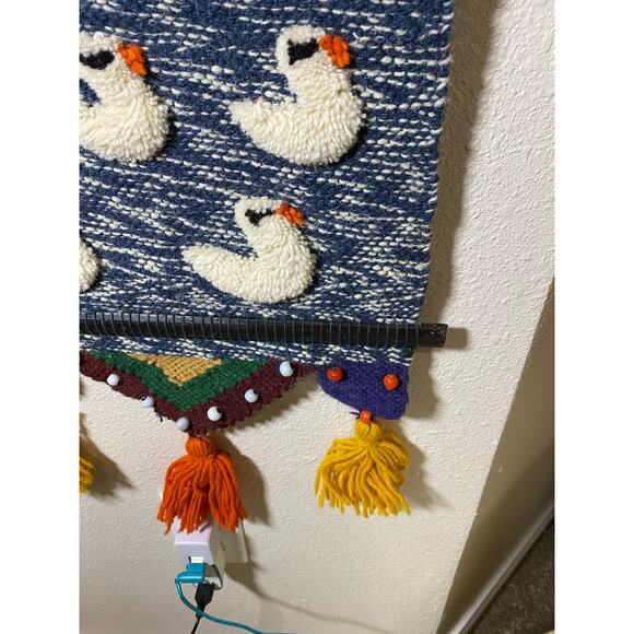 Hanging Wall Tapestry with House and Ducks Brown, Blue, Orange - Picture 8 of 8